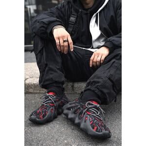 Spider Claw Sneakers Mens Size 7 Black Red Knit Athletic Running Shoes Non Slip